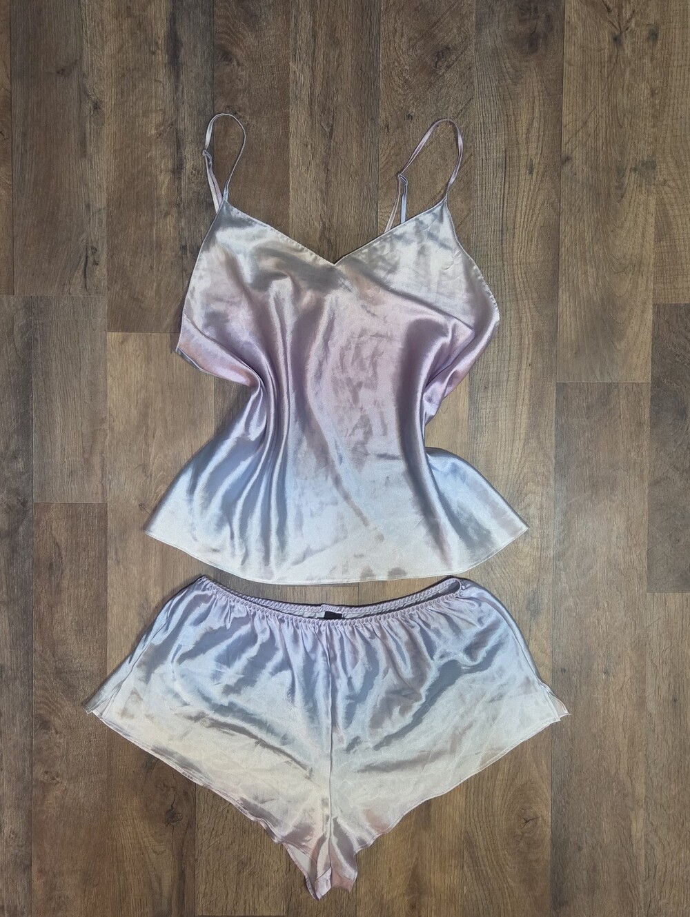 Victoria's Secret Glossy Satin Ombré Cami & Shorts Racerback Pajama Set Small